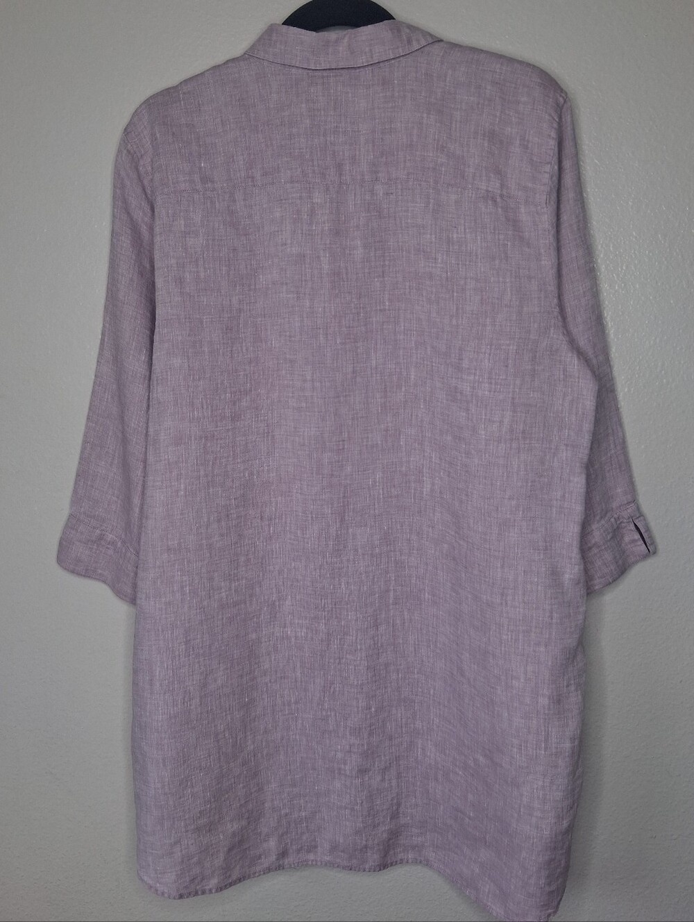Chico’s Size 3 No-Iron Linen Shirttail High-Low Tunic Top Blouse Purple US 16/18 - Picture 3 of 14